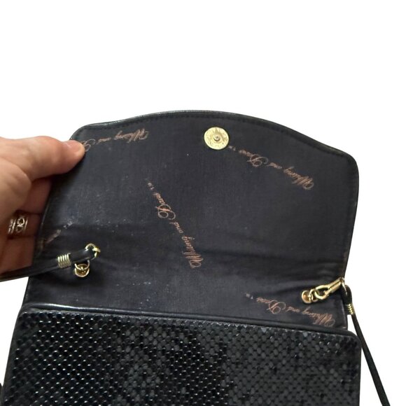 Whiting and Davis Black Mesh Evening Bag With Long Strap & Snap Closure - Picture 5 of 7